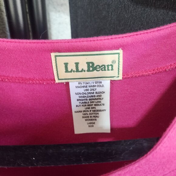 Vintage LL Bean Pink Cotton Jersey Henley Dress with Pockets Size L - Picture 5 of 9